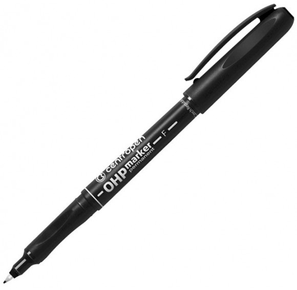 Маркер для любых глянцевых поверхностей Centropen "OHP 2636", чёрный, толщина линии 0,6 мм, 10 штук