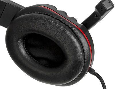 Гарнитура игровая Oklick HS-L380G ABADDON,  для компьютера, мониторные,  проводные, черный  / красный [1100404]