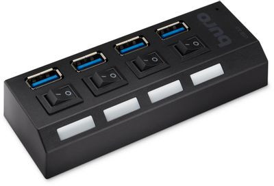Хаб (разветвитель) Buro BU-HUB4-U3.0-L, черный