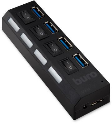 Хаб (разветвитель) Buro BU-HUB4-U3.0-L, черный