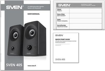 Колонки Bluetooth Sven 405,  2.0,  черный [sv-021122]