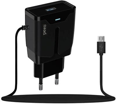 Сетевое зарядное устройство PERO ТС04,  USB-A,  microUSB,  10.5Вт,  2.1A,  черный [тс04b2amu]
