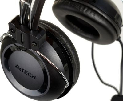 Гарнитура A4TECH HU-35,  для компьютера, накладные,  проводные, черный