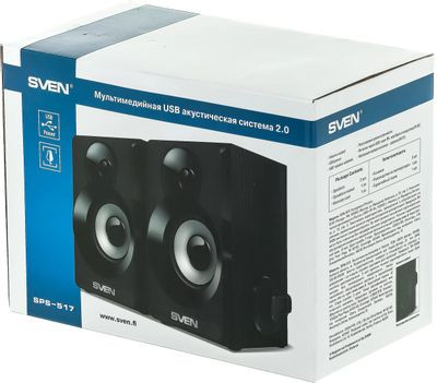 Колонки Sven SPS-517,  2.0,  черный [sv-016180]