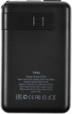 Внешний аккумулятор (Power Bank) TFN Power Stand 10,  10000мAч,  черный [tfn-pb-255-bk]