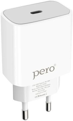 Сетевое зарядное устройство PERO ТС03,  USB-C,  18Вт,  3A,  белый [тс03whpd]