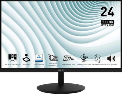23.8" Монитор MSI Pro MP242A,  1920x1080,  IPS,  100Гц,  1хHDMI,  1хDP,  черный [9s6-3pa1ct-205]