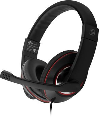 Гарнитура игровая Oklick HS-L390G DRAGON,  для компьютера, мониторные,  проводные, черный  / красный [1100413]