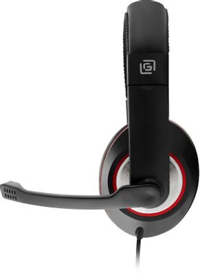 Гарнитура игровая Oklick HS-L390G DRAGON,  для компьютера, мониторные,  проводные, черный  / красный [1100413]