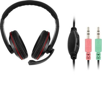 Гарнитура игровая Oklick HS-L390G DRAGON,  для компьютера, мониторные,  проводные, черный  / красный [1100413]
