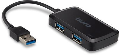Хаб (разветвитель) Buro BU-HUB4-U3.0-S, черный
