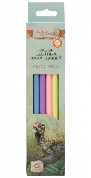 Карандаши цветные ПандаРог Мир Динозавров, 6 цветов, деревянные, трехгранные