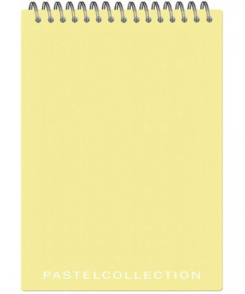 Блокнот А5 Pastel Collection Yellow 60 листов, гребень, пластиковая желтая обложка