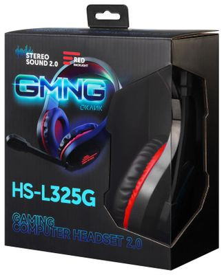 Гарнитура игровая GMNG HS-L325G,  для компьютера, мониторные,  проводные, черный  / красный [1533553]