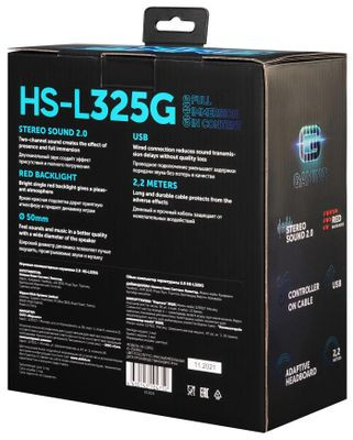 Гарнитура игровая GMNG HS-L325G,  для компьютера, мониторные,  проводные, черный  / красный [1533553]