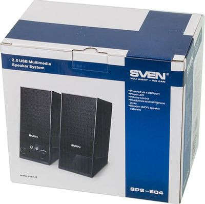 Колонки Sven SPS-604,  2.0,  черный [sv-0120604bk]