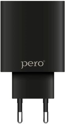 Сетевое зарядное устройство PERO ТС02,  2xUSB,  microUSB,  10.5Вт,  2.1A,  черный [тс02bl2am]