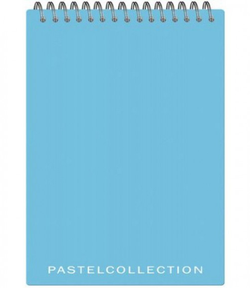 Блокнот А5 Pastel Collection Blue 60 листов, гребень, пластиковая голубая обложка