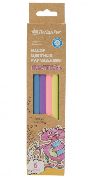 Карандаши цветные ПандаРог Чудотворики, 6 цветов, деревянные, трехгранные