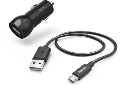 Автомобильное зарядное устройство HAMA H-183246,  USB,  microUSB,  2.4A,  черный [00183246]