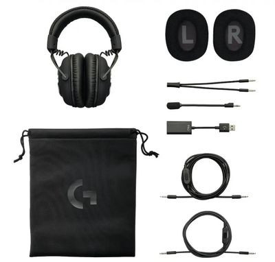 Гарнитура игровая Logitech G Pro X,  для компьютера и игровых консолей, мониторные,  проводные, черный [981-000819]