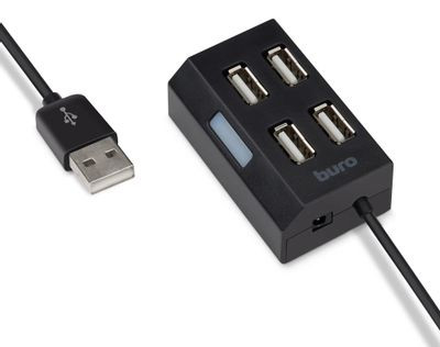 Хаб (разветвитель) Buro BU-HUB4-U2.0, черный
