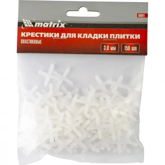 Крестики, 3.0 мм, для кладки плитки, 150 шт Matrix Крестики, 3.0 мм, для кладки плитки, 150 шт Matrix