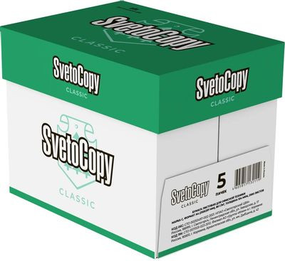 Бумага SVETOCOPY Classic C, A4, офисная, 500л, 80г/м2, белый, покрытие матовое /матовое