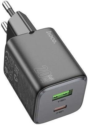 Сетевое зарядное устройство Hoco N41 Almighty Black, USB + USB type-C, 20Вт, 3A, черный Сетевое зарядное устройство Hoco N41 Almighty Black, USB + USB type-C, 20Вт, 3A, черный