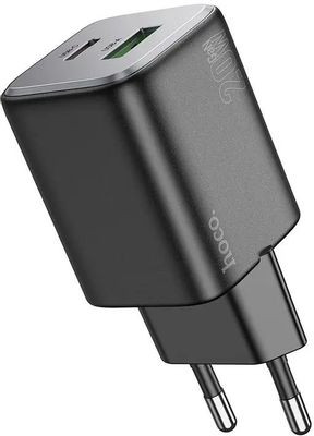 Сетевое зарядное устройство Hoco N41 Almighty Black, USB + USB type-C, 20Вт, 3A, черный Сетевое зарядное устройство Hoco N41 Almighty Black, USB + USB type-C, 20Вт, 3A, черный