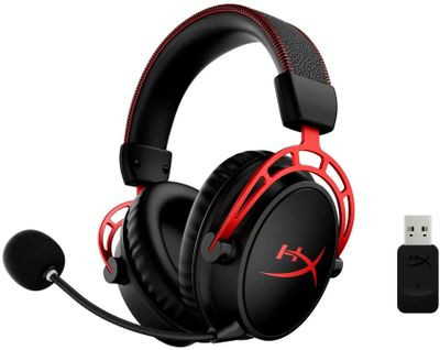 Гарнитура игровая HYPERX Cloud Alpha Wireless (CA002),  для компьютера и игровых консолей, мониторные,  радио, черный  / красный [4p5d4aa]