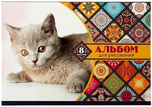 Альбом для рисования, 8 листов, картонная обложка, 2 дизайна