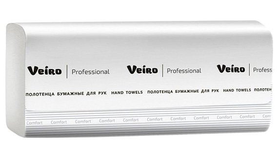 Полотенца бумажные Veiro Professional Lite, Z-сложения, 1-слойные, 20,5х22,5 см, 200 листов, белые, 21 пачка