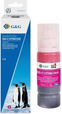 Чернила G&G GG-C13T06C34А №112, для Epson, 70мл, пурпурный пигментный [gg-c13t06c34a]
