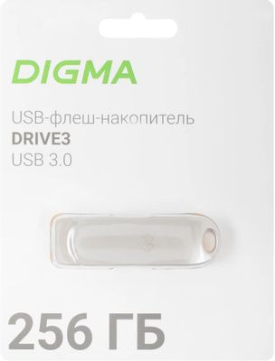 Флешка USB Digma DRIVE3 256ГБ, USB3.0, серебристый [dgfum256a30sr]