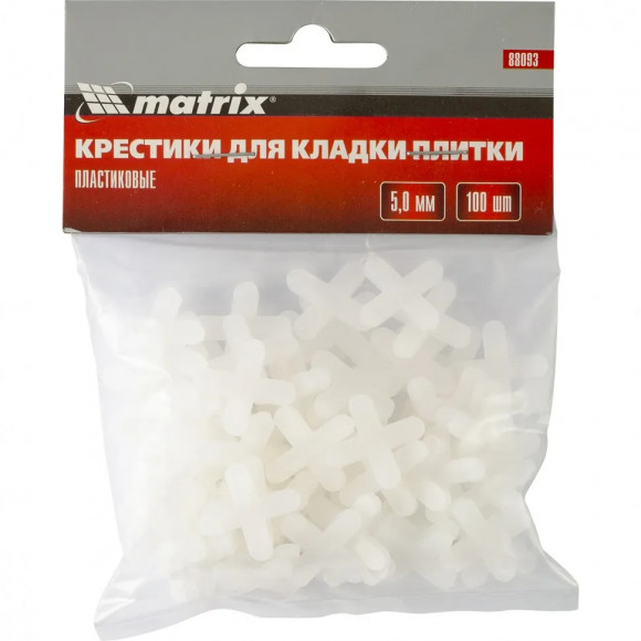 Крестики, 5.0 мм, для кладки плитки, 100 шт Matrix Крестики, 5.0 мм, для кладки плитки, 100 шт Matrix