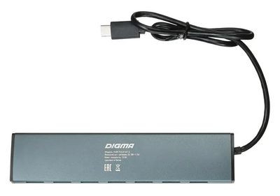 Хаб (разветвитель) Digma HUB-7U3.0-UC-G, серый