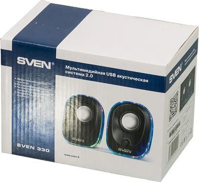 Колонки Sven 330,  2.0,  черный [sv-014001]