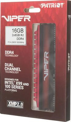 Оперативная память Patriot Viper 4 PV416G320C6K DDR4 -  2x 8ГБ 3200МГц, DIMM,  Ret