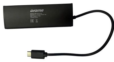 Хаб (разветвитель) Digma HUB-4U2.0-UC-B, черный