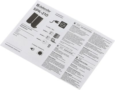 Колонки Defender SPK-210,  2.0,  черный [65210]