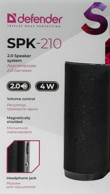 Колонки Defender SPK-210,  2.0,  черный [65210]
