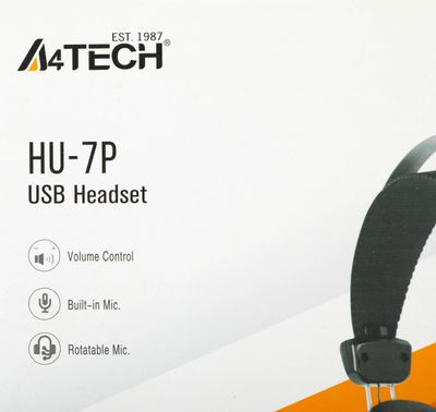 Гарнитура A4TECH HU-7P,  для компьютера, накладные,  проводные, черный