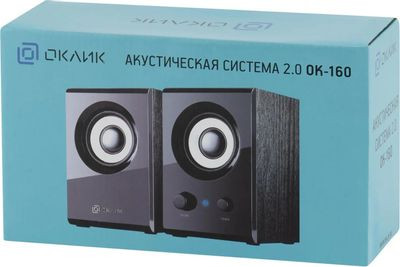 Колонки Oklick OK-160,  2.0,  черный [417559]