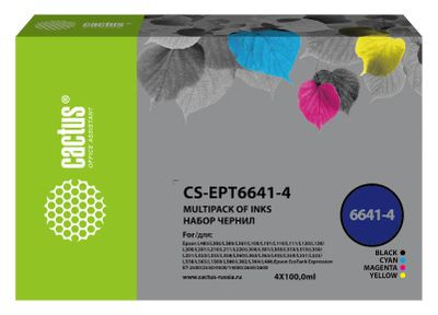 Набор чернил Cactus CS-EPT6641-4 T664, для Epson, 100мл, многоцветный