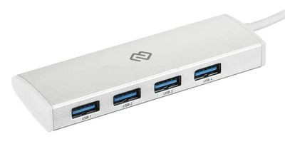 Хаб (разветвитель) Digma HUB-4U3.0-UC-S, серебристый