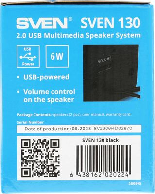 Колонки Sven 130,  2.0,  черный [sv-020224]