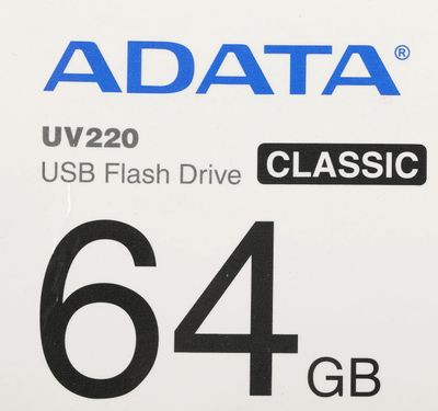 Флешка USB A-Data UV220 64ГБ, USB2.0, черный и синий [auv220-64g-rbkbl]