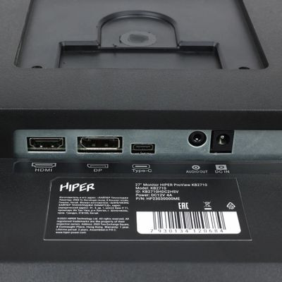 27" Монитор HIPER ProView KB2710,  1920x1080,  IPS,  75Гц,  1хHDMI,  1хDP,  1хType-С, черный [kb2710hdc2hsv]