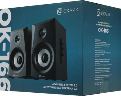 Колонки Bluetooth Oklick OK-166 BT,  2.0,  черный [1112254]